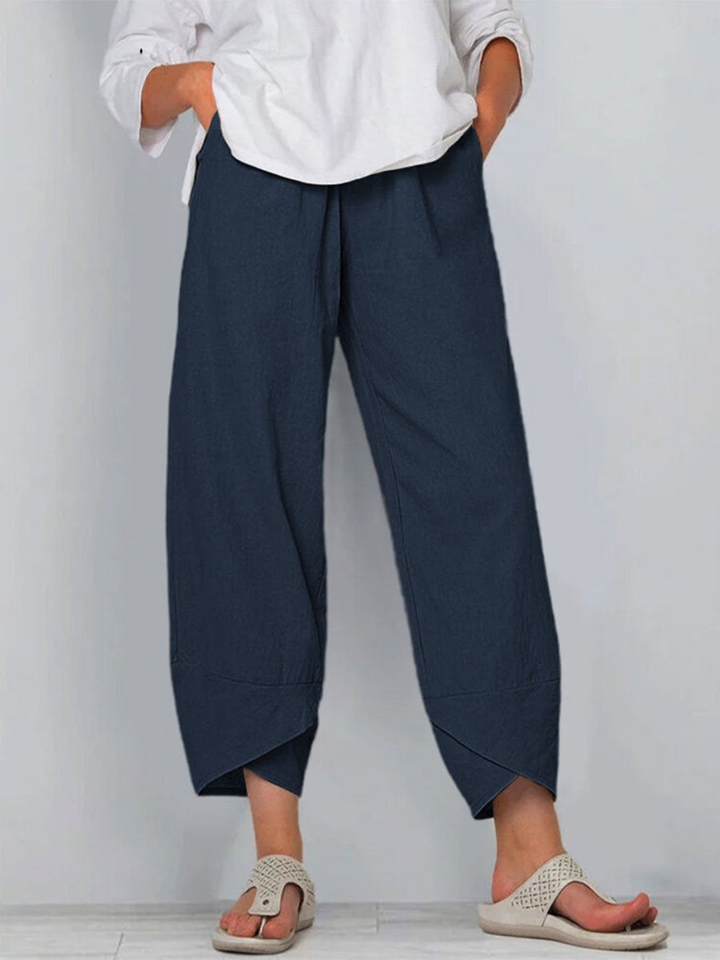 Versatile women's linen harem pants for daily wear, loose fit wide leg trousers, breathable & comfy.