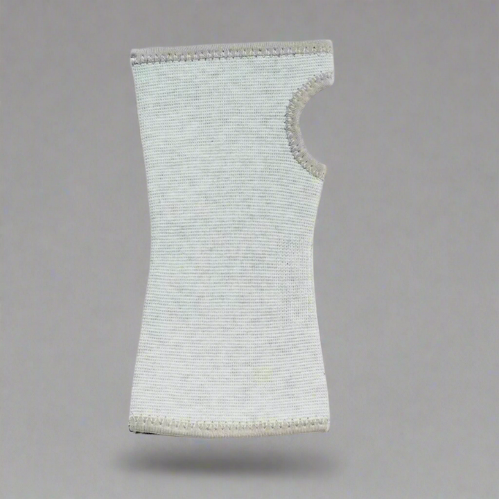 Unisex bamboo wrist sleeve providing flexible support and comfort for daily activities and injury recovery.