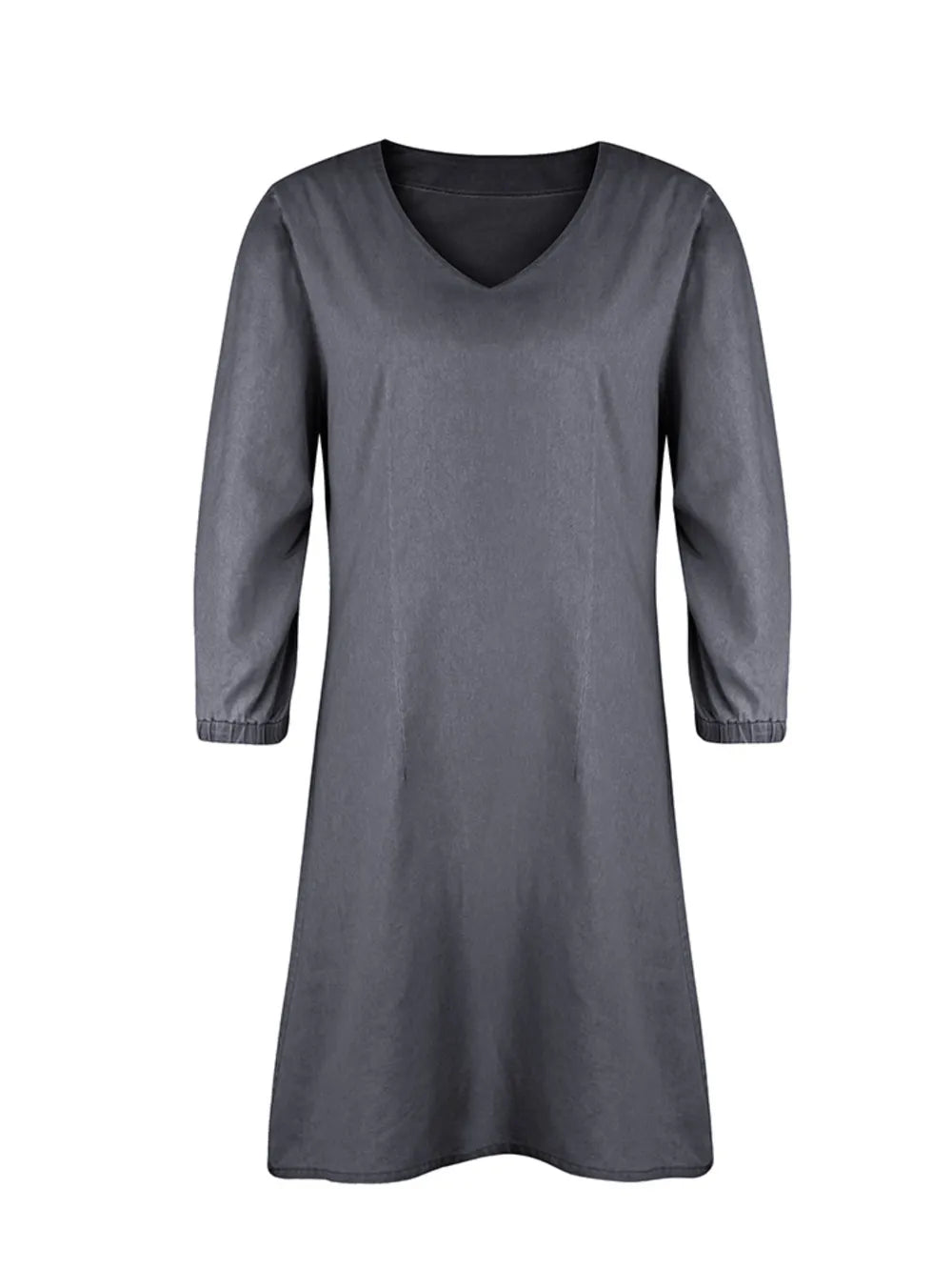 Trendy V-neck casual dress with half sleeves for women, perfect for weekend and office wear.