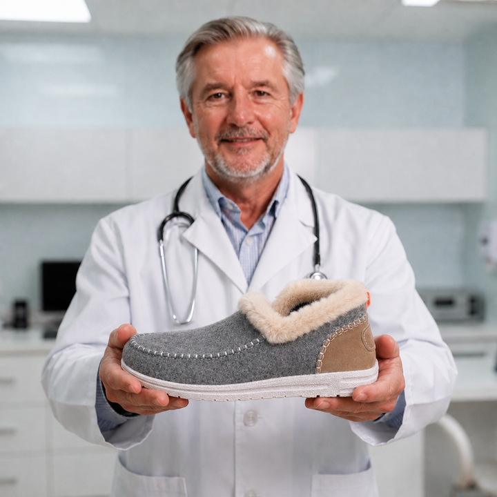 Cozy women's house slippers with soft fabric. Warm, comfortable indoor footwear offering orthopedic support.