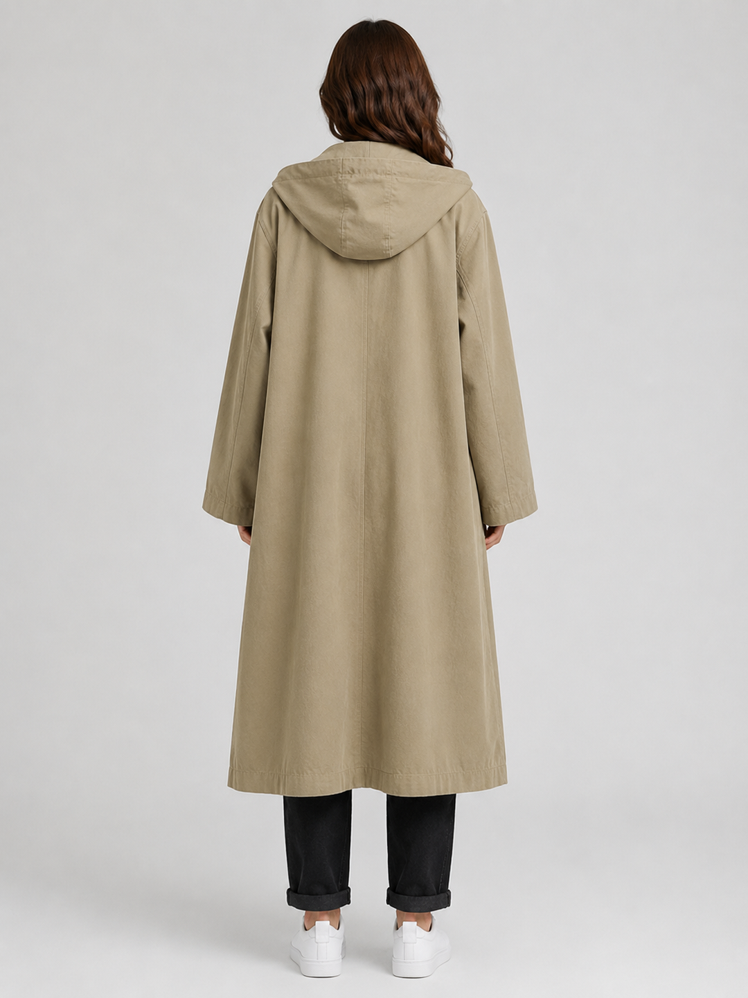 Classic women's long trench coat. Waterproof rain jacket, perfect for stylish all-weather protection & sophisticated looks.