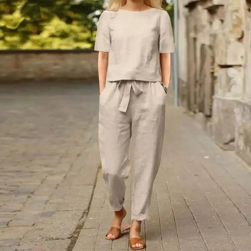 Women's effortless comfort two-piece set in a relaxed fit for everyday style & lounge wear.