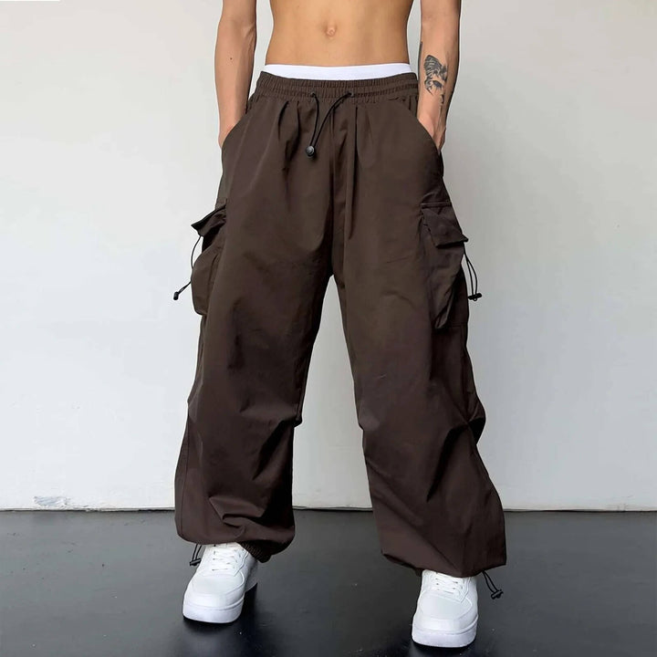 Men's streetwear relaxed fit cargo joggers, combining comfort with a stylish, modern look.