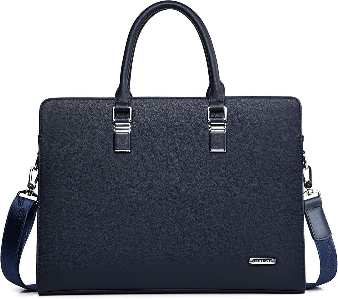 Professional genuine leather laptop bag, unisex multi-compartment briefcase for business travel.