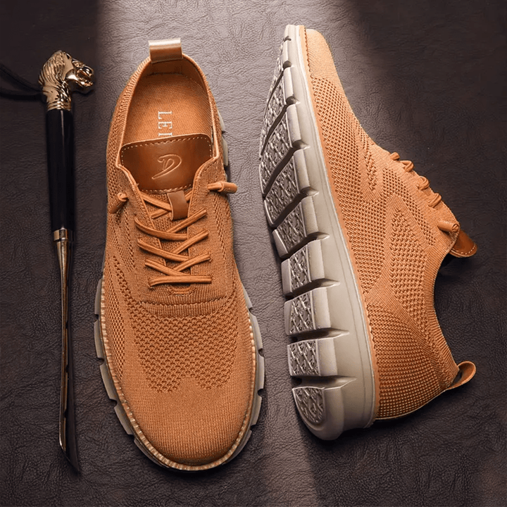 Comfortable men's lace-up sneakers offering orthopedic foot support for daily wear and activities.
