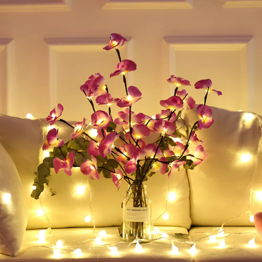 Home decor LED flower branches, creating a beautiful warm white glow & mood.