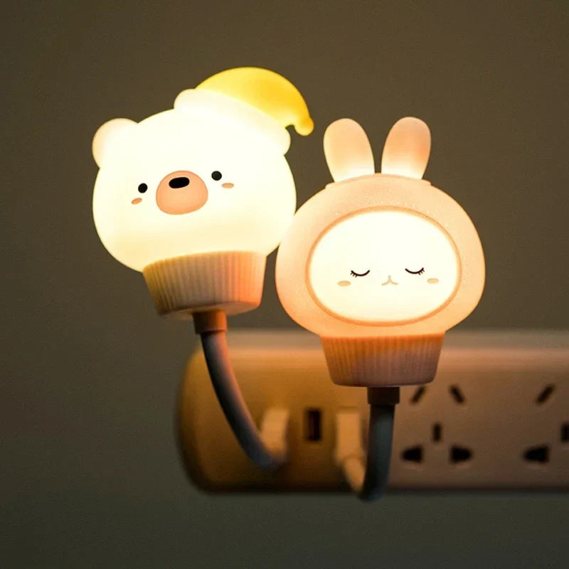 USB-powered animal LED night light, a convenient soft glow bedside lamp for kids' and nursery rooms.