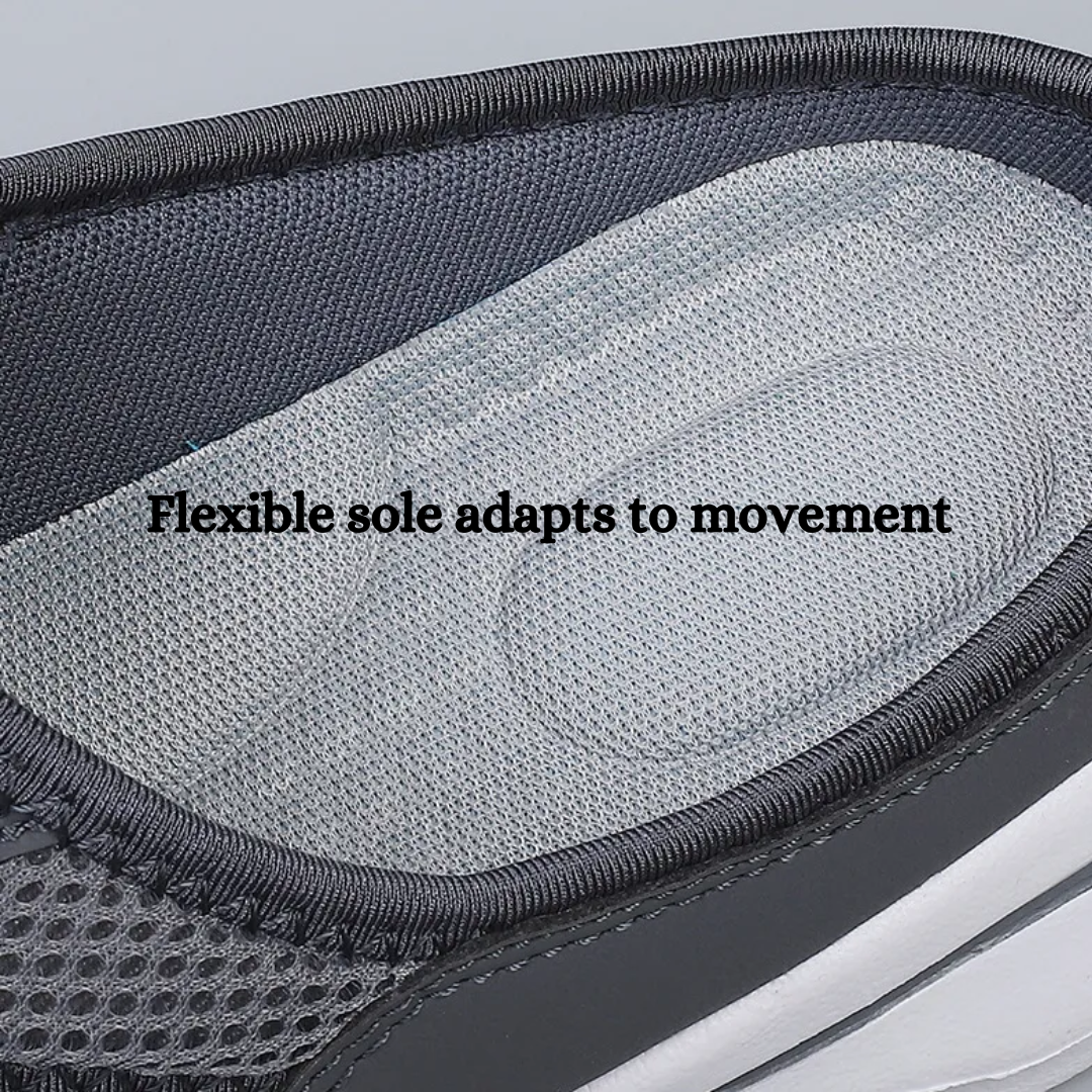 Flexible sole athletic slip-on shoes, ideal for walking and sports. Lightweight & breathable design.