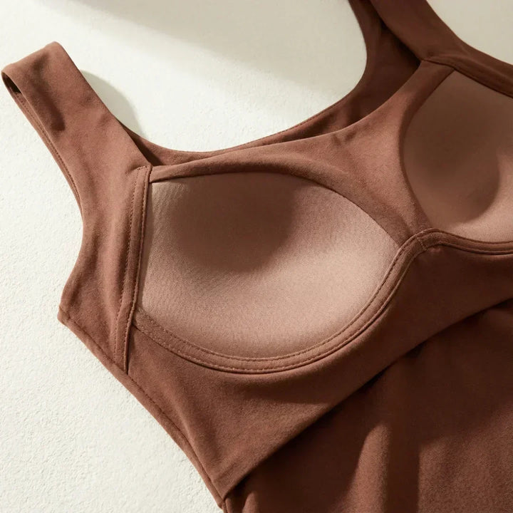 Versatile women's built-in bra tank top for casual, work, or as a comfy layering piece.