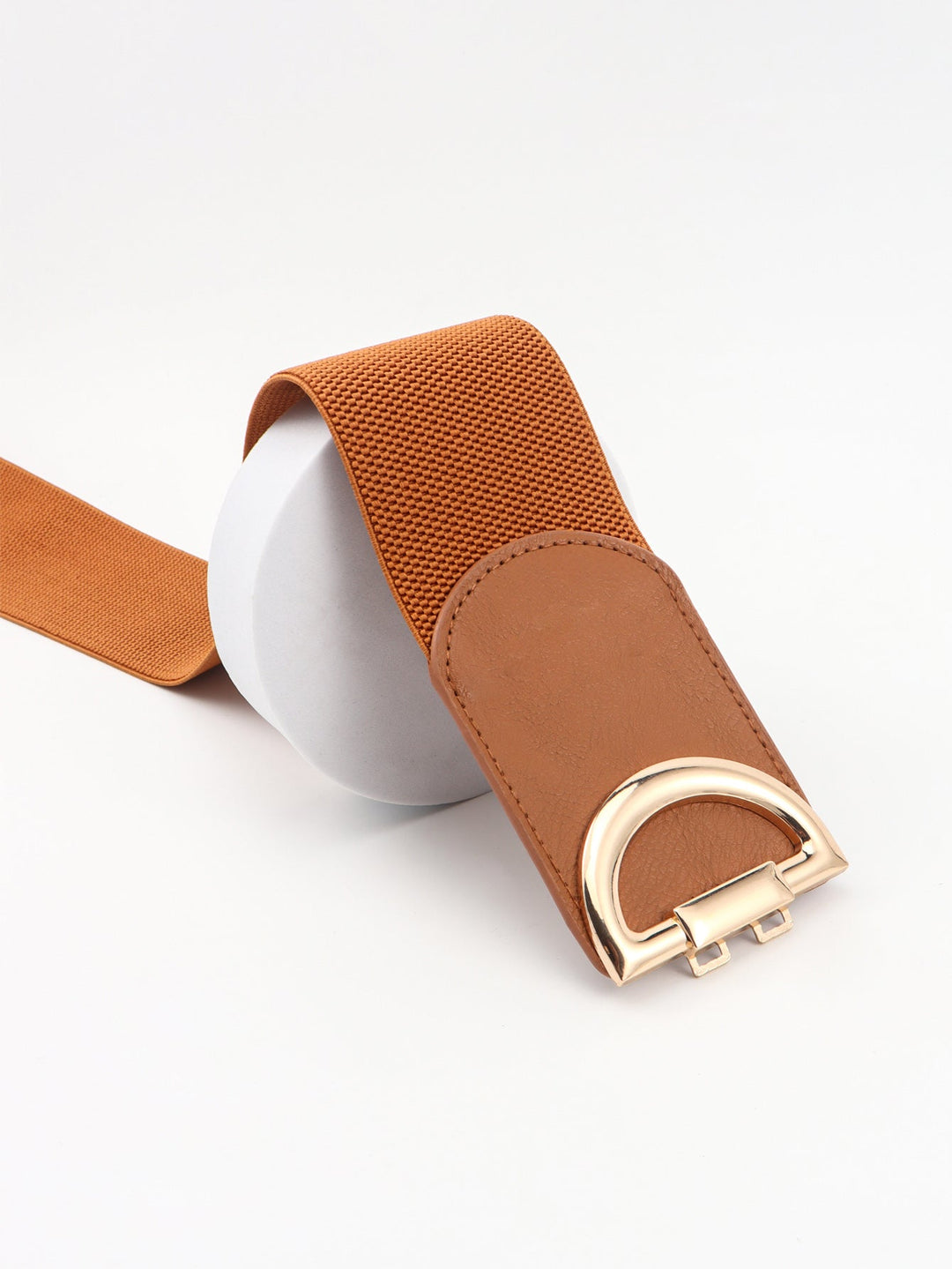 Premium wide elastic dress belt for women, featuring a luxurious gold buckle and adjustable design.
