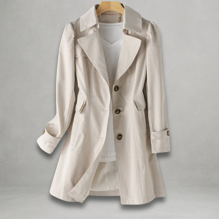 Classic women's single-breasted trench coat with a clean silhouette. Stylish and versatile long jacket for women.