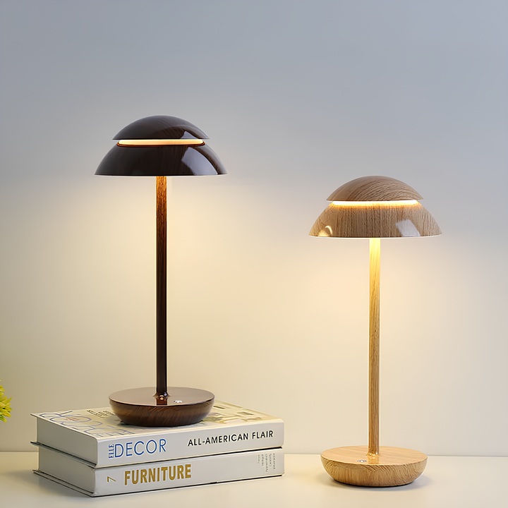 Rechargeable LED desk lamp, sleek Nordic design, dimmable for office or study. Portable aluminum cordless light.