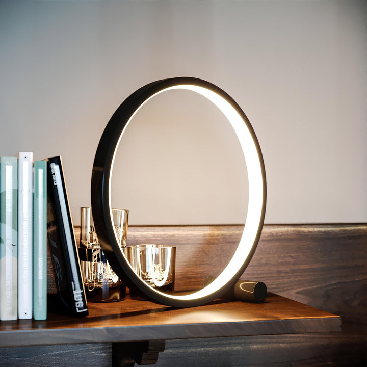 Nvroome Halo Ring Dimmable LED lamp, contemporary nightstand or accent light for modern spaces.