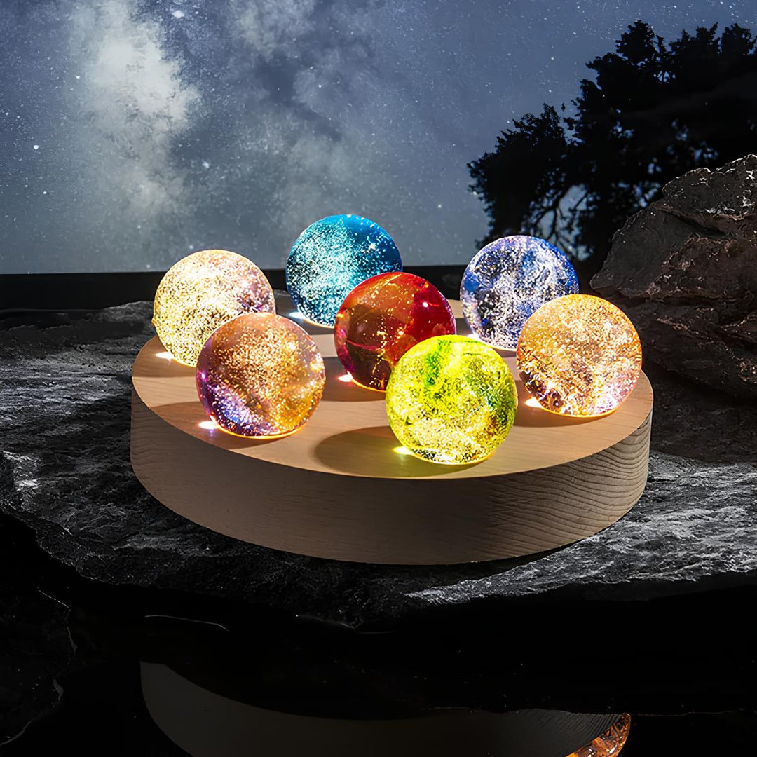 Unique lighting gift: Luminous Galaxy Orb LED spheres set, creating a celestial display for home decor.