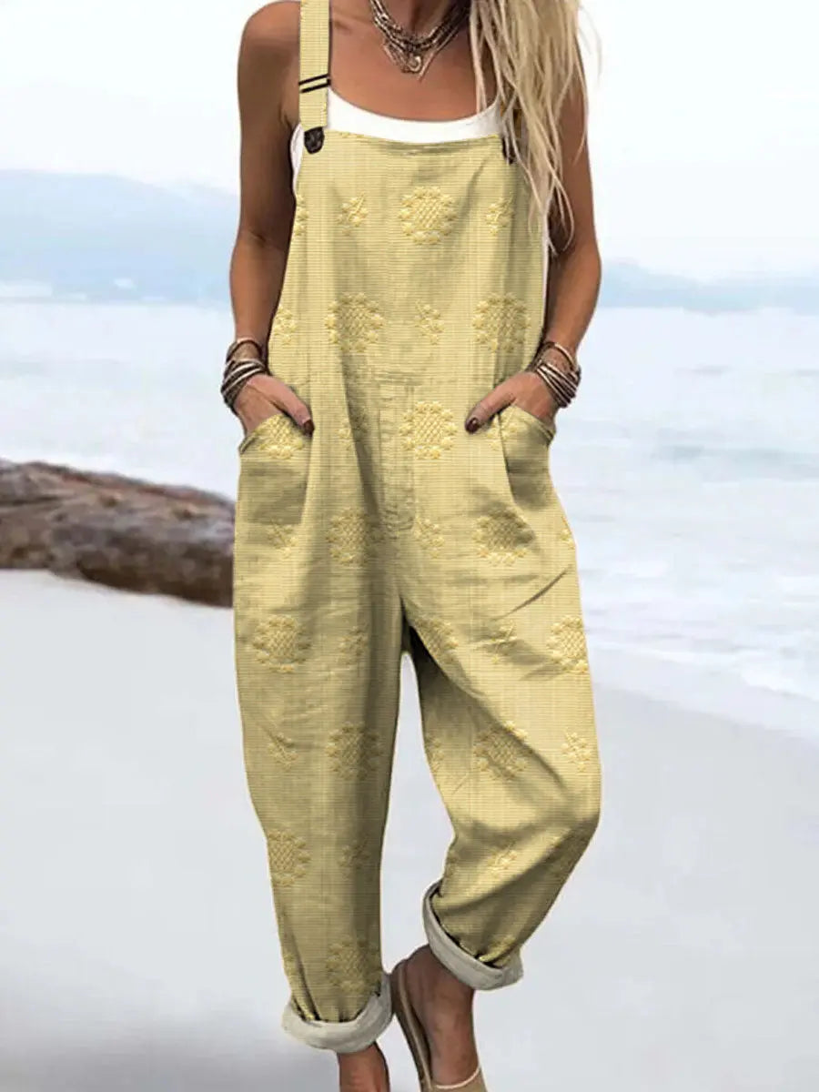 Chic women's wide-leg jumpsuit, adjustable straps, & a relaxed fit. Versatile for spring, summer, & casual occasions.