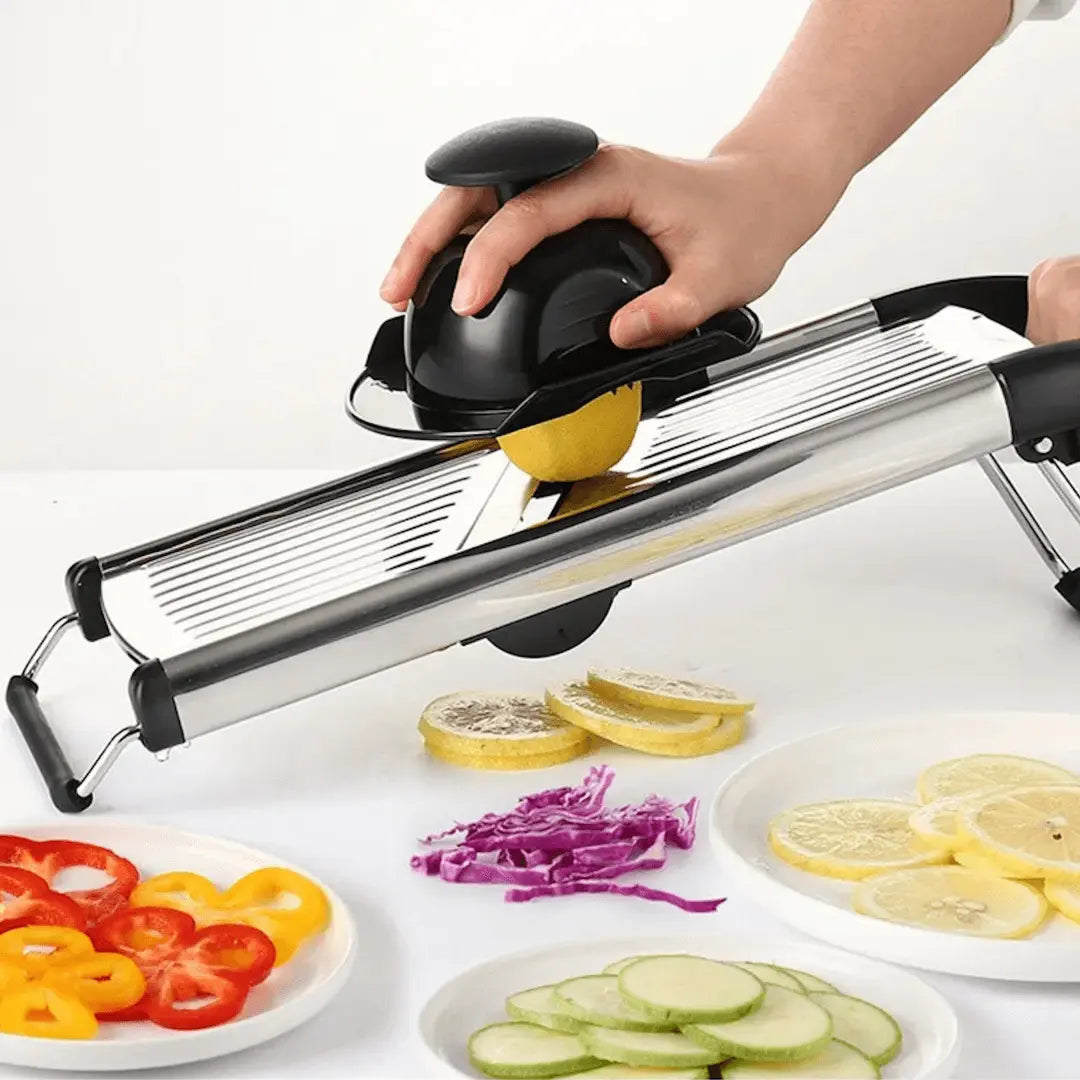Universal Kitchen Mandoline Slicer, adjustable stainless steel vegetable cutter for julienne & food prep.