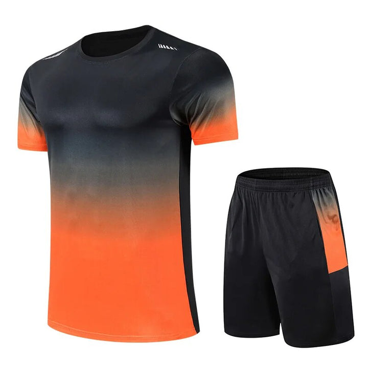 Athletic men's quick-dry t-shirt and shorts set, designed for ultimate comfort.