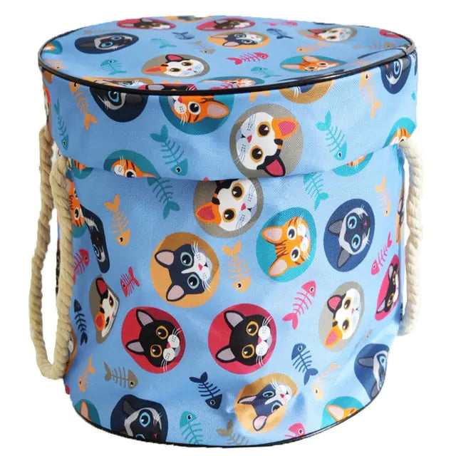 Portable children's play mat that zips up into a spacious toy storage solution for travel.