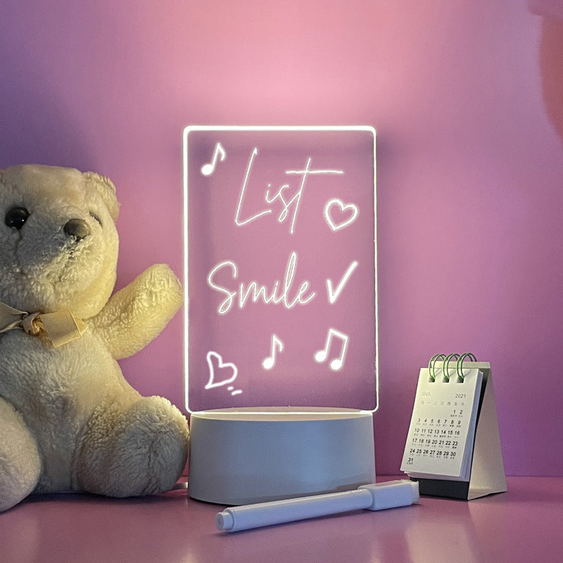 LED memo board with light-up acrylic for daily notes, messages & reminders. Great office organizer or planner.