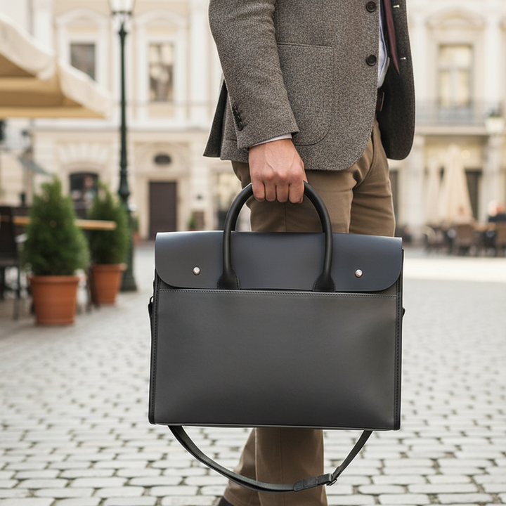 Men's classic retro business briefcase for laptops, documents & work essentials. Vintage shoulder bag.