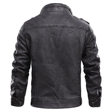 Versatile men's classic leather jacket, elegant all-season outerwear perfect for casual or formal fashion.