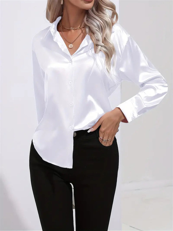 Classic women's elegant blouse, long sleeve, versatile for modern fashion.