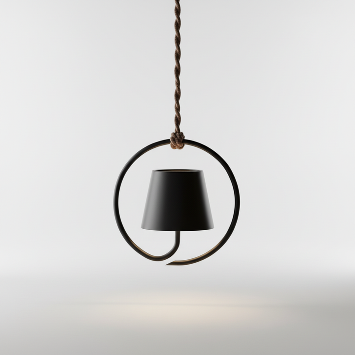 Portable LED hanging lamp with warm, touch-dimming light for modern indoor spaces & home decor.