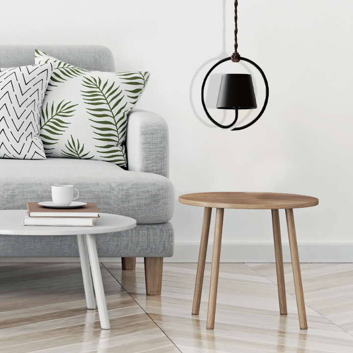 Sleek modern rechargeable LED hanging lamp. Versatile for indoor/outdoor lighting. Warm light.
