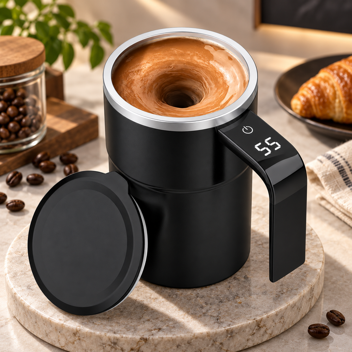 Unisex automatic self-stirring coffee mug with smart mixing technology, ideal for tea, coffee, or protein shakes.