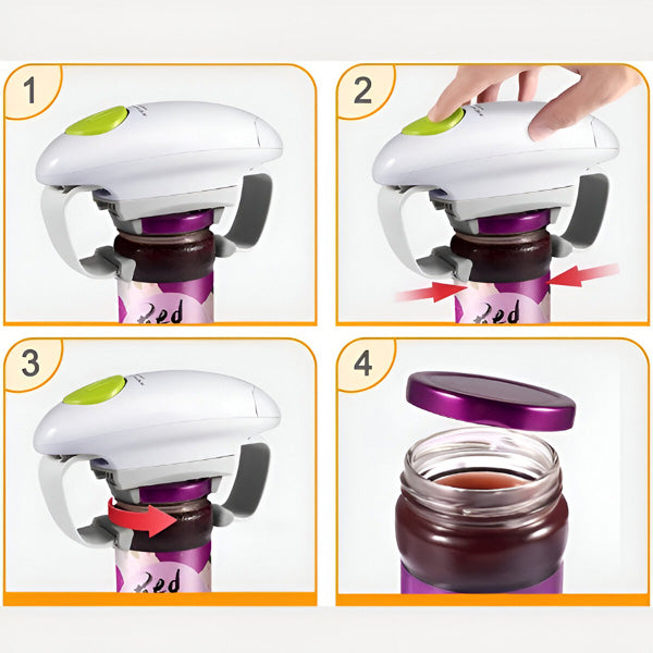 Efficient electric jar opener, a smart kitchen gadget for effortless lid removal and convenience.