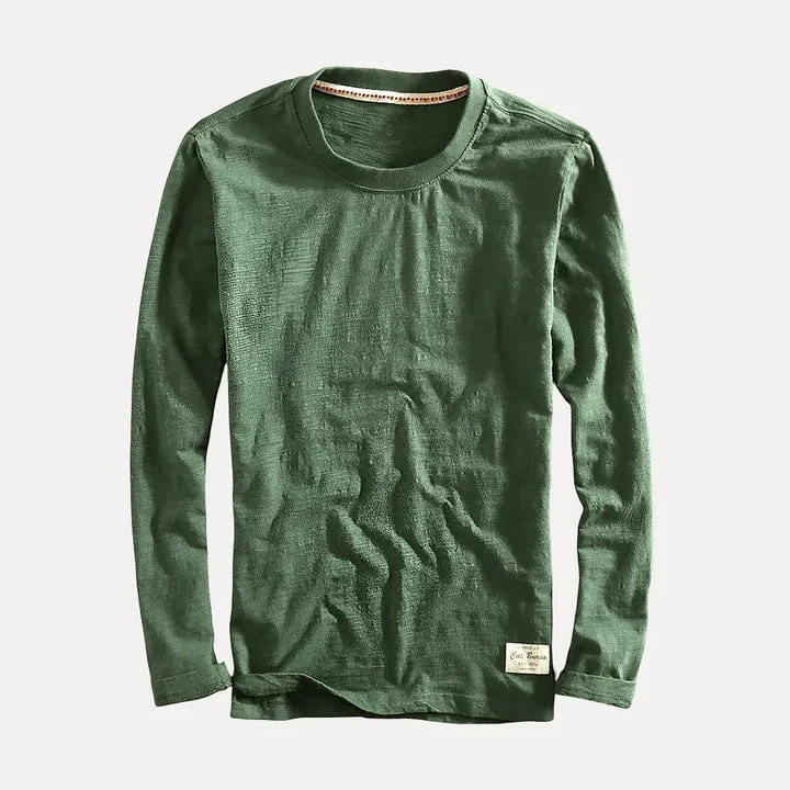 Versatile men's long sleeve crew neck pullover shirt, perfect for casual outfits & layered fashion.