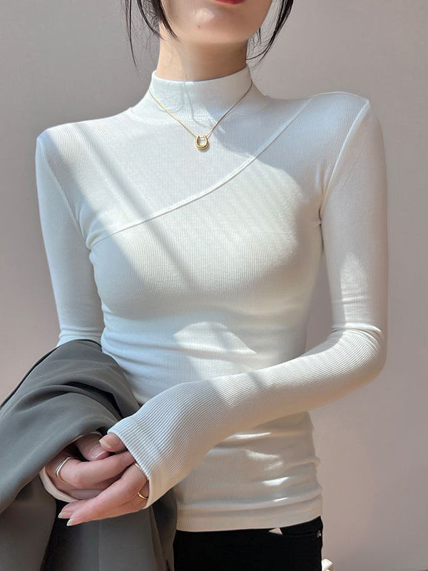 Comfortable women's mock neck long sleeve top. A modern fitted design, great for everyday wear & winter fashion.