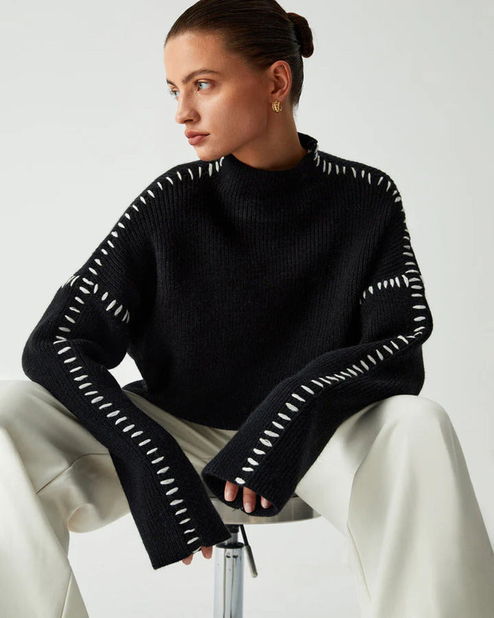 Women's classic oversized pullover sweater. Cozy, warm, and stylish for an effortless fashion look.
