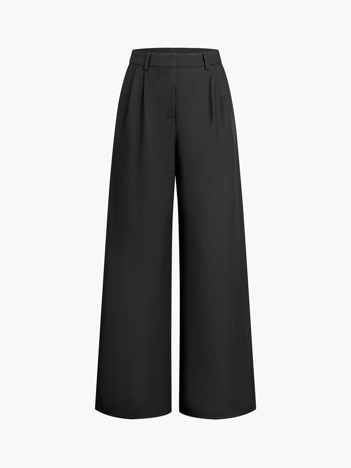 Chic women's wide-leg pants, high-rise & tailored. Elegant fashion bottoms, versatile for office or casual styling.