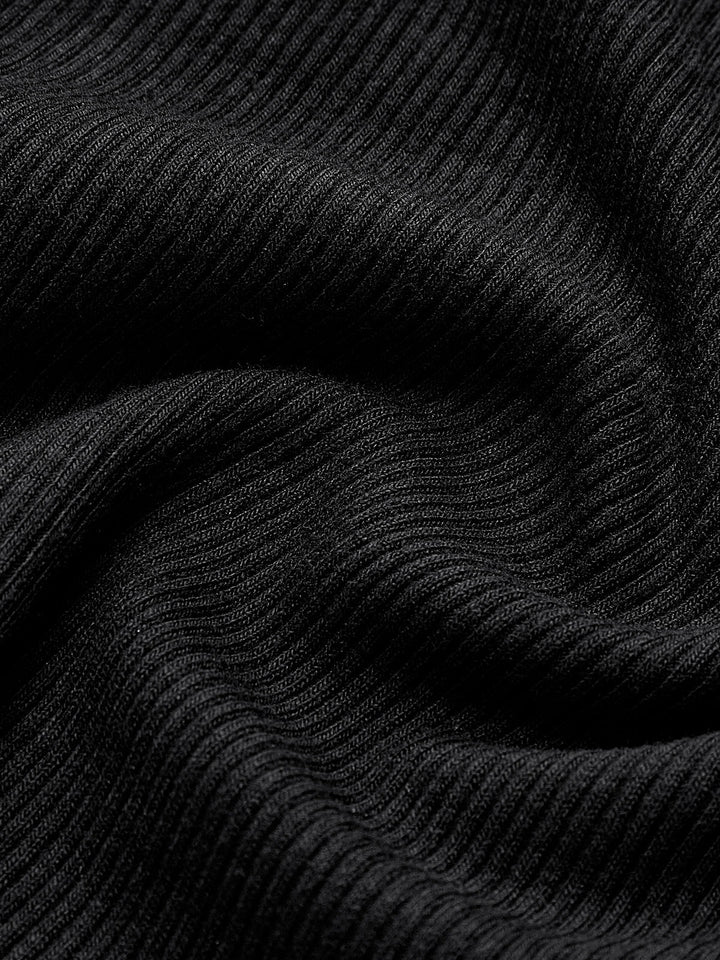 Everyday women's long-sleeve ribbed top, crew neck, piping detail & slim fit for a fashionable look.