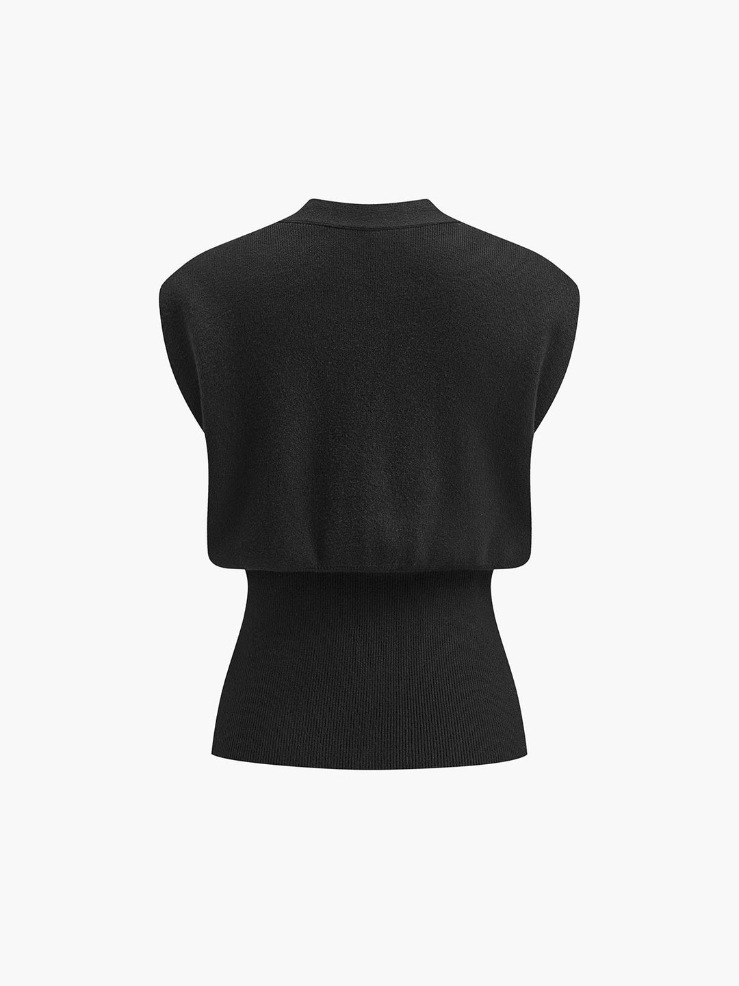 Modern women's V-neck buttoned sweater vest. Great for layering, a chic preppy sleeveless top for casual style.
