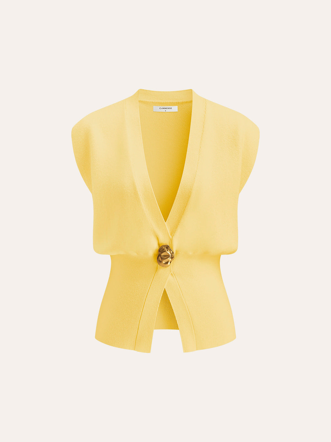 Chic women's V-neck buttoned sweater vest. Preppy sleeveless design for versatile layering and casual wear.