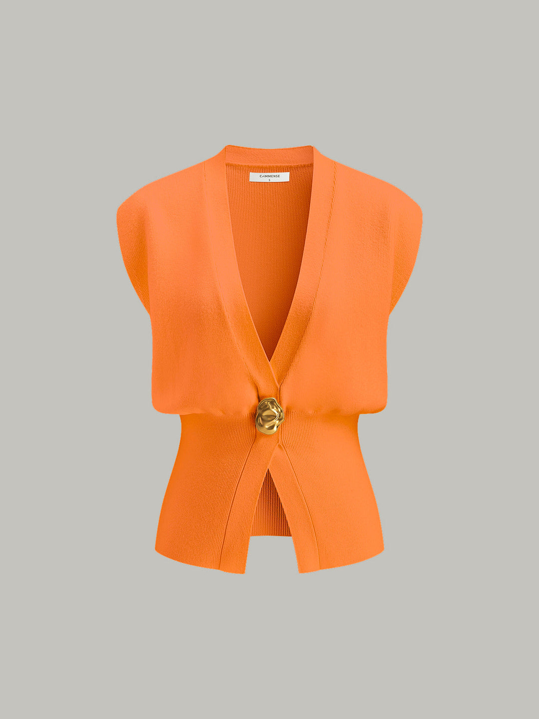 Stylish women's V-neck sweater vest with buttons. Perfect preppy layering piece for chic casual outfits.