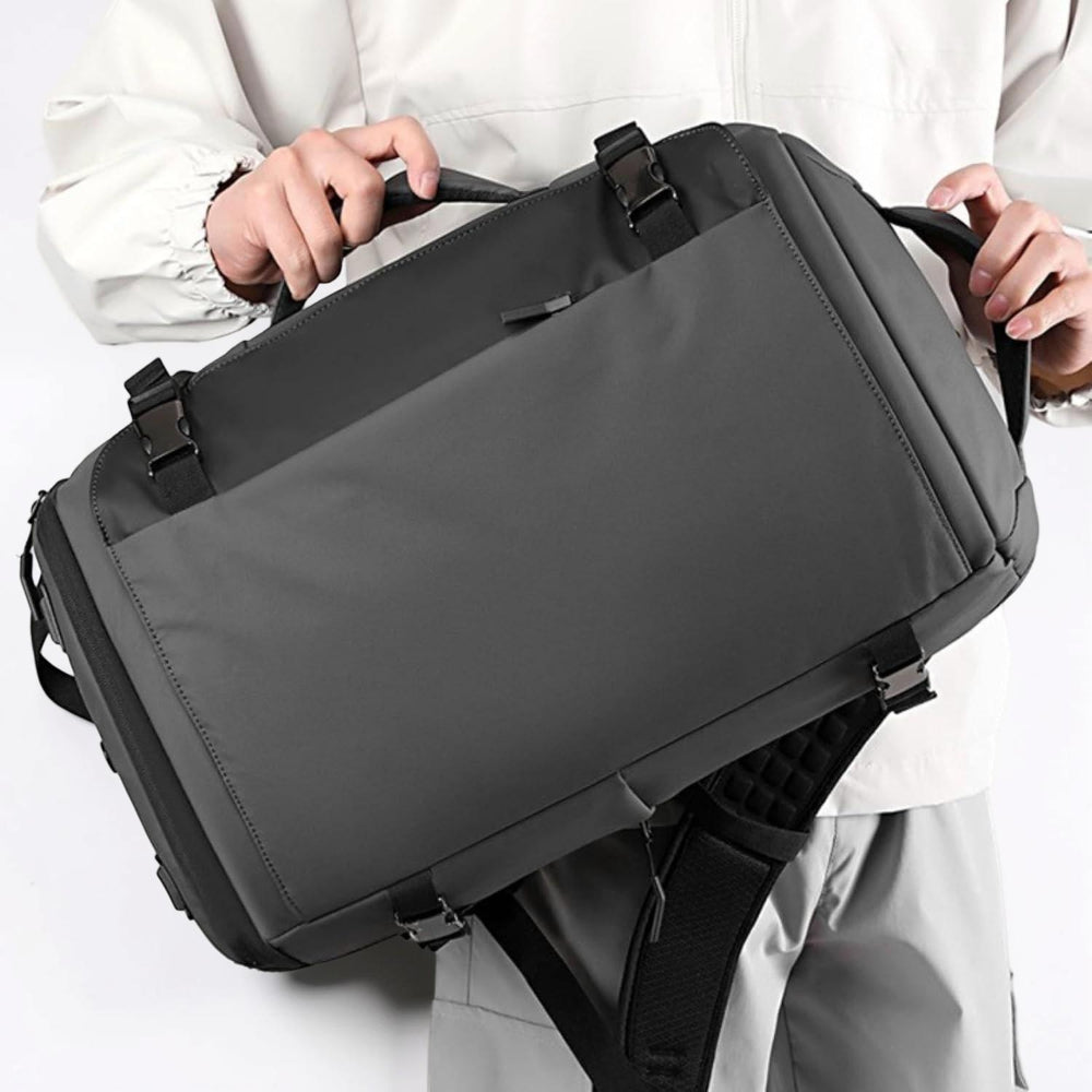 Modern unisex laptop backpack for travel, daily commute, with organizer pockets and convenient USB charging port.