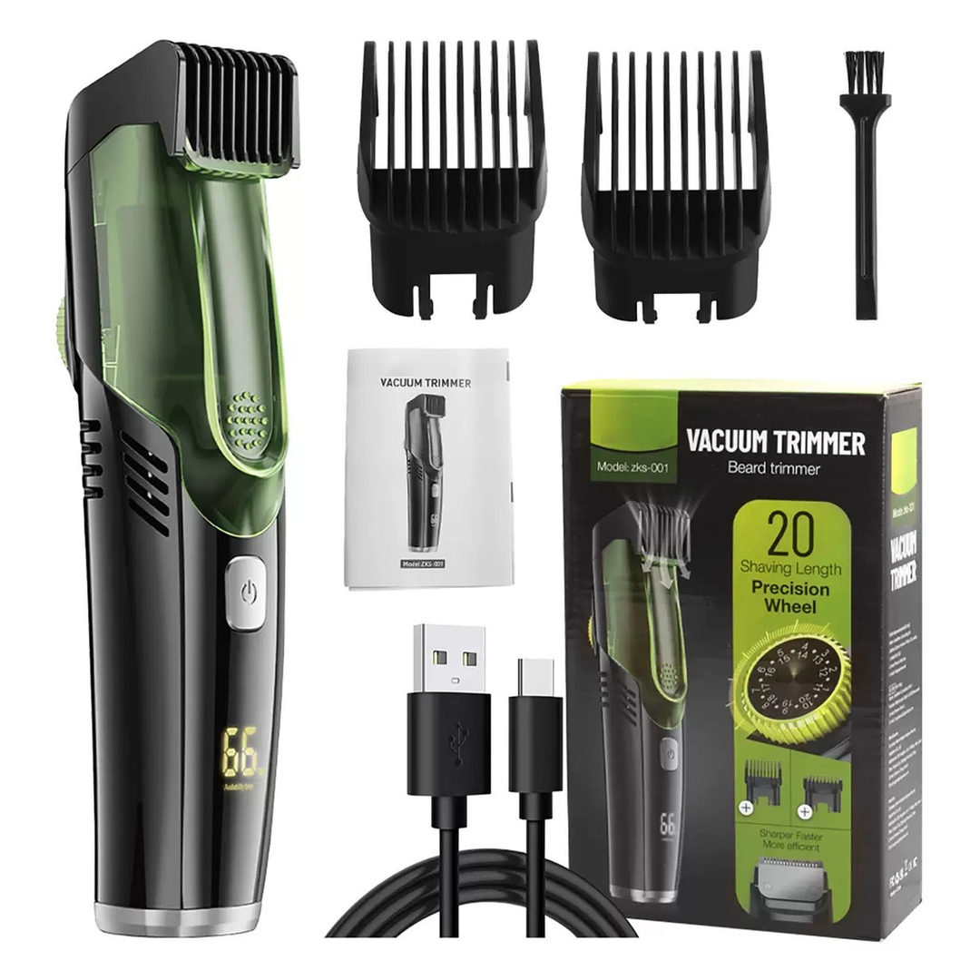 High-performance cordless beard trimmer, an essential grooming tool with a built-in hair catcher for convenience.