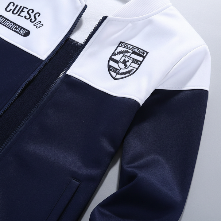 Soft men's two-piece tracksuit, urban baseball style, for ultimate comfort & casual fashion.