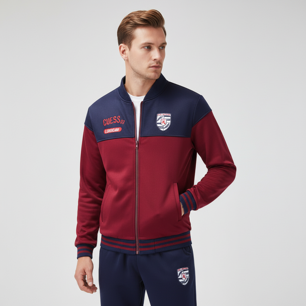 Stylish men's baseball tracksuit set, offering urban comfort and a sporty, modern look.