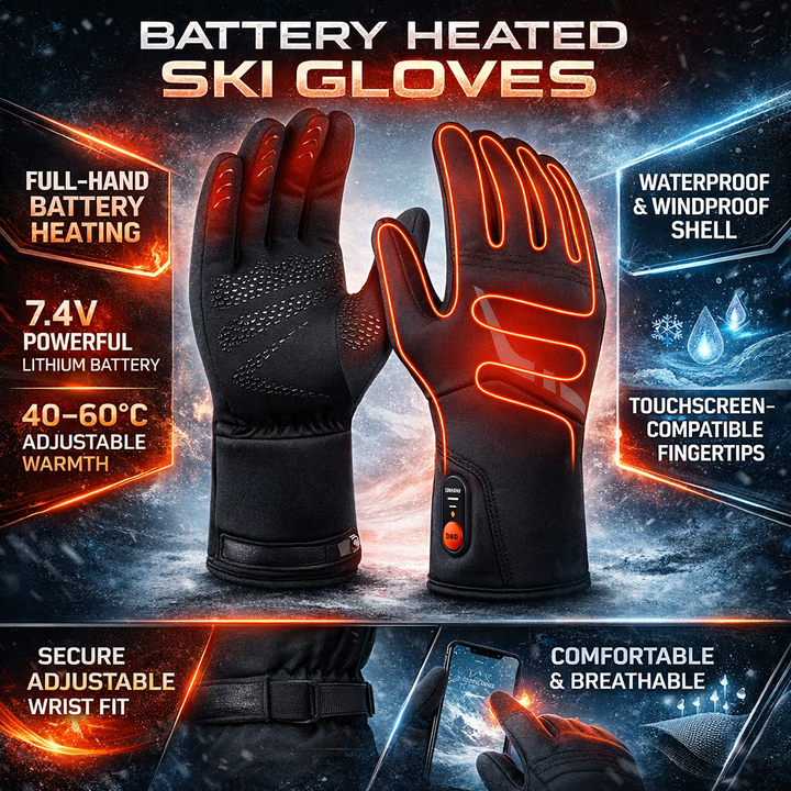 Rechargeable heated gloves keep hands warm in extreme cold. Waterproof & smartphone friendly outdoor gear.