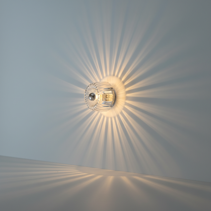 Stylish Bauhaus LED wall lamp, elegant metal & glass construction, perfect decorative lighting for any room.