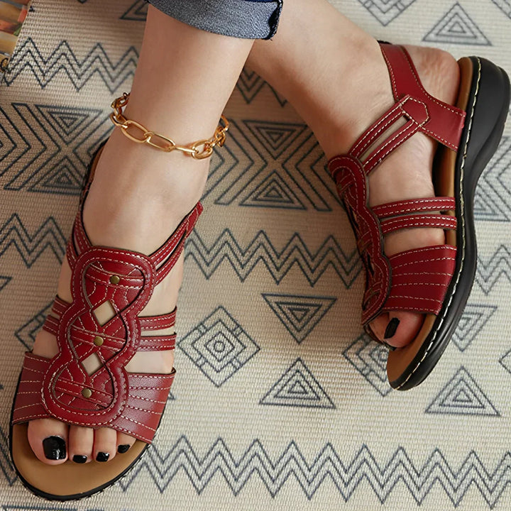 Women's orthopedic sandals with arch support for comfortable pain relief.