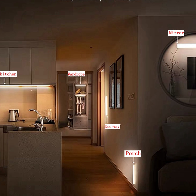 USB-C rechargeable LED night light with motion sensor & magnetic mount; wireless, automatic light for any dark space.