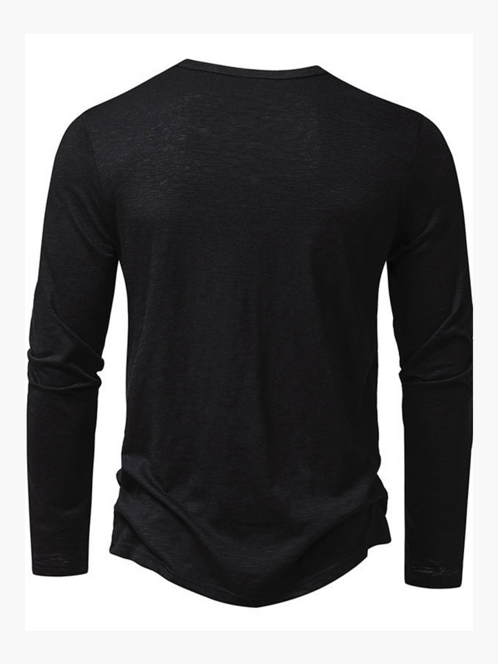Essential men's Henley long sleeve t-shirt. Everyday comfort, versatile button-up shirt for modern men's casual fashion.
