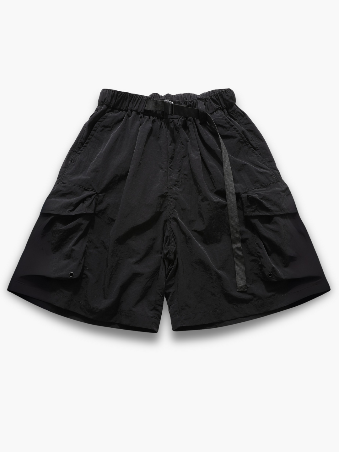 Comfortable men's relaxed fit cargo shorts with elastic waist and adjustable belt for everyday wear.