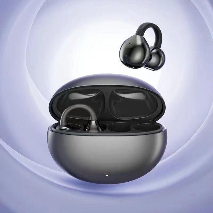 Comfortable open-ear wireless earbuds, ergonomic design for all-day wear & sport audio.