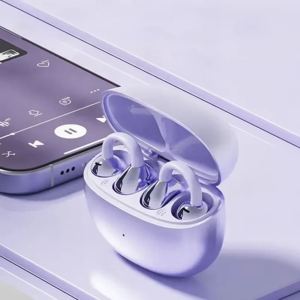 Professional open-ear headset with AI noise reduction, perfect for office use & multipoint connectivity.